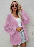STYLISH HOLLOW KNIT CARDIGAN LOOSE SWEATER