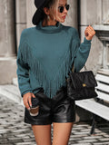 FASHION LOOSE FRINGED TURTLE NECK SWEATER
