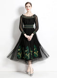 MESH EMBROIDERED BIG SWING DRESS