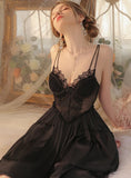 FASHION PERSPECTIVE LACE SATIN SUSPENDER NIGHTDRESS