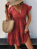 SOLID COLOR RAGLAN SLEEVES DRESS