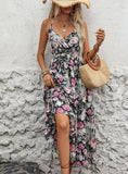 HOLIDAY PRINTED SUSPENDER DRESS