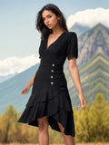 SOLID COLOR IRREGULAR SLIM DRESS