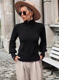 STYLISH WOMEN TURTLENECK BEADED SWEATER