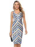 SEXY V-NECK SLEEVELESS SEQUINED DRESS