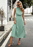 SOLID COLOR LONG SLEEVELESS DRESS