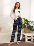 FASHION LONG-SLEEVED TOP POLKA-DOT TROUSERS PAJAMAS SUIT