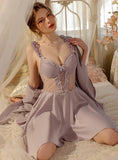 FASHION POLKA DOT GAUZE PERSPECTIVE SUSPENDER NIGHTDRESS