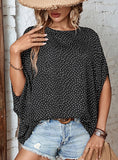 POLKA DOT SHIRT IRREGULAR BAT SLEEVE SHIRT