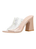 RHINESTONES THICK HEELS AND TRANSPARENT SLIPPER