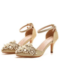 7 CM THIN-HEELED POINTED BEADED SANDALS