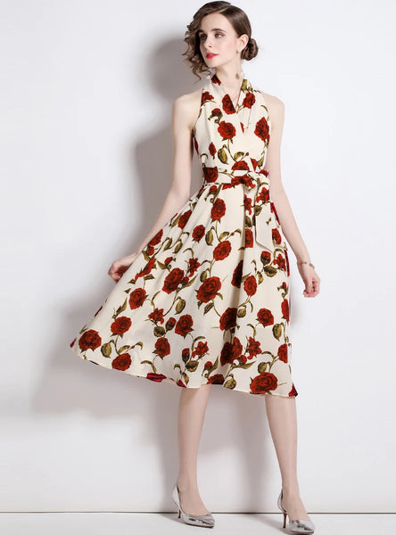 HIGH WAIST SLIM PRINT DRESS