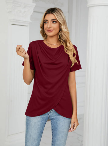 SOLID COLOR ROUND NECK SHORT SLEEVE T-SHIRT