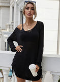 FASHION ROUND NECK SOLID COLOR PULLOVER LOOSE SWEATER