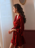 FASHION SEXY SILK LOTUS LEAF SLEEVE ROBE NIGHTGOWN