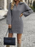 FASHION ELEGANT LONG SLEEVE ZIPPER UP DRESS