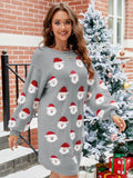 STYLISH CHRISTMAS PRINT PULLOVER SWEATER DRESS