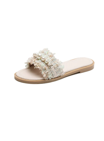PEARL FLAT SANDALS AND SLIPPERS