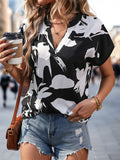 CONTRAST BLACK AND WHITE V-NECK SHIRT