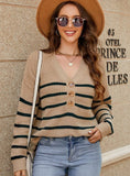 CASUAL VINTAGE V-NECK STRIPED SWEATER