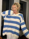 CLASSY AUTUMN AND WINTER FASHION STRIPED TOP SWEATER