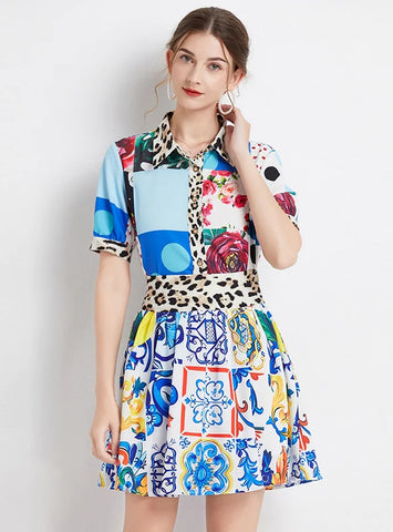 SUMMER SHIRT SKIRT TWO-PIECE SUIT
