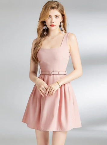 SLEEVELESS SUSPENDER VEST DRESS