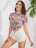 PRINTED WOODEN EAR SHORT SLEEVE T-SHIRT