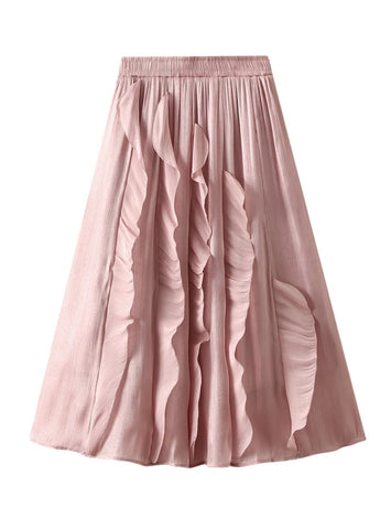 HIGH WAIST AND SLIM IRREGULAR RUFFLED SKIRT