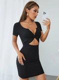 SEXY CUT OUT SHORT SLEEVE DRESS
