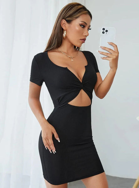 SEXY CUT OUT SHORT SLEEVE DRESS