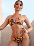 SEXY PRINTED BACKLESS SEASIDE BIKINI
