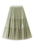 BEADED GAUZE PLEATED SKIRT