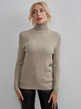 STYLISH SOLID COLOR FASHION HIGH NECK SWEATER