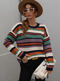 FASHION CREWNECK STRIPED KNITTED SWEATER