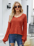 CLASSY LONG-SLEEVED U-NECK KNITTED LOOSE PULLOVER SWEATER