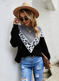 STYLISH LEOPARD PRINT PULLOVER ROUND NECK SWEATER