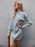 CLASSY GRAY PULLOVER SLIM SOLID COLOR LONG SLEEVE DRESS