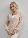STYLISH SOLID COLOR CARDIGAN TWIST SWEATER COAT