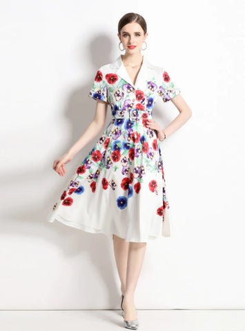 PRINTED SHORT-SLEEVED DRESS