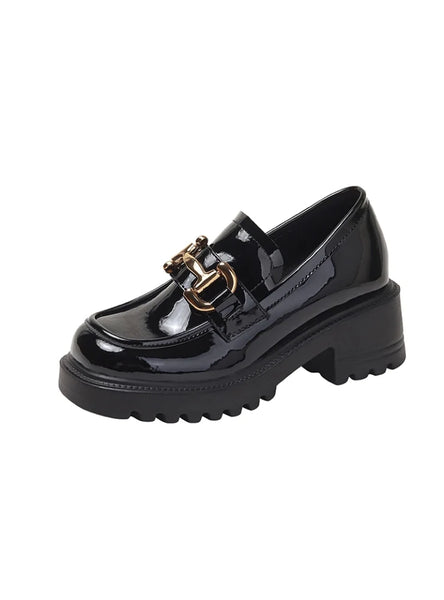 SQUARE HEAD AND BRITISH STYLE PATENT LEATHER