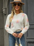 Short Daisy Round Neck Flower Sweater