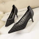 THIN HIGH HEEL POINTED MESH LACE SHOES