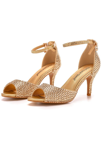 FISH-BILLED RHINESTONE STILETTO SANDALS
