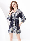 PALACE STAND-UP LANTERN SLEEVE PRINTED DRESS