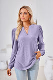 SOLID COLOR V-NECK LONG SLEEVE LOOSE T-SHIRT