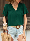 FASHION SOLID COLOR PLEATED SHIRT