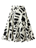 High Waist and Slim Geometric Chiffon Skirt