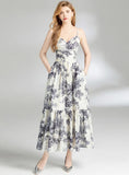 SLIM SLEEVELESS PRINT MEDIUM-LONG DRESS