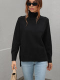 FASHION SOLID COLOR HIGH NECK SWEATER